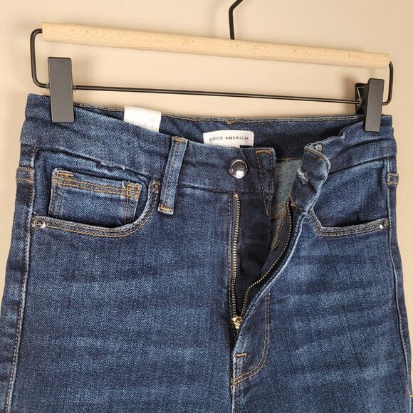 Good American Good Waist Skinny Jeans Chewed Back Pockets Blue Size 27 NWT - Picture 8 of 12